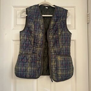 Barbour Vest Womens 8 Green Classic Tartan Betty Quilted Gilet Liner